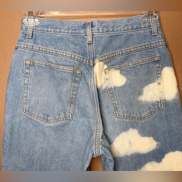 L.L. Bean Original Fit Blue Flannel Lined Jeans w/ White Cloud Design Size 10P - Picture 9 of 16